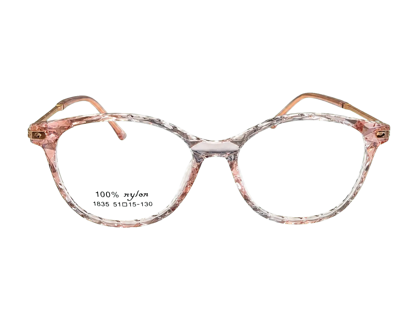 Óculos de grau infantil feminino Marca Comum V1835 rosa transparente frontal