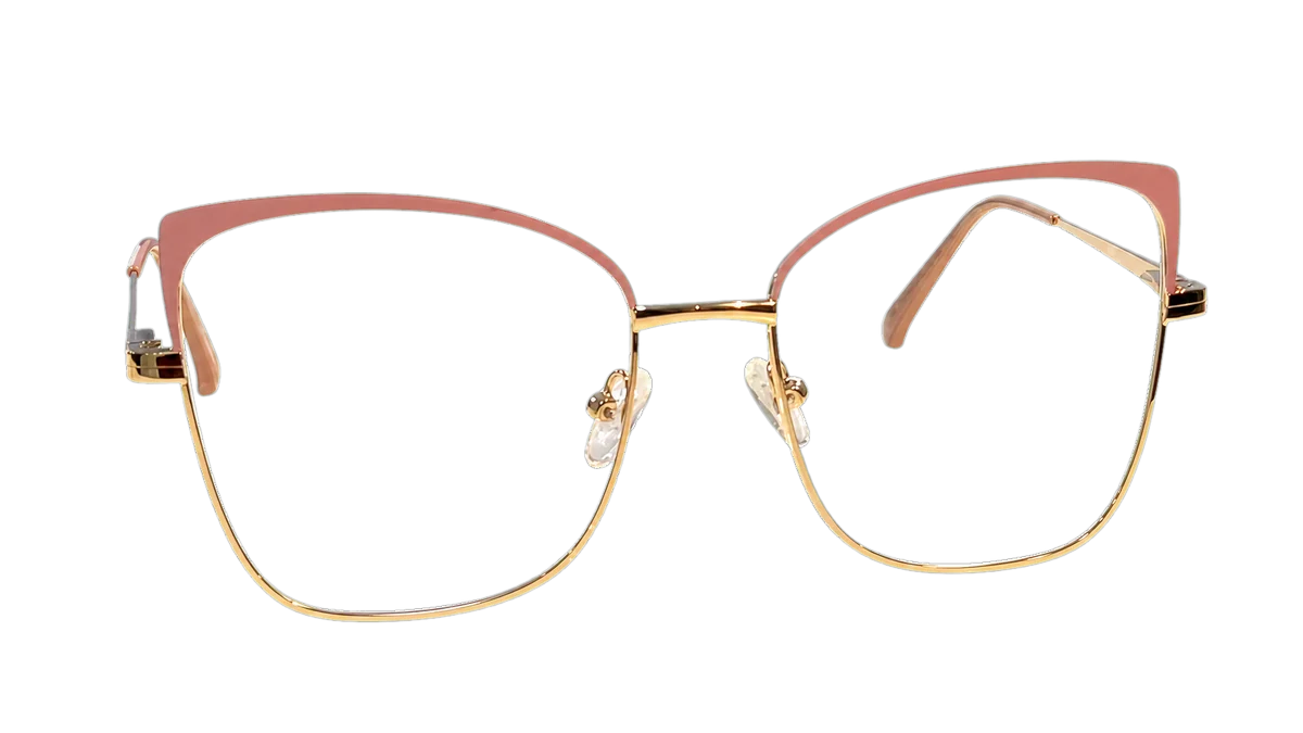 Óculos clip-on Person Vision V6011 rosa com dourado frontal