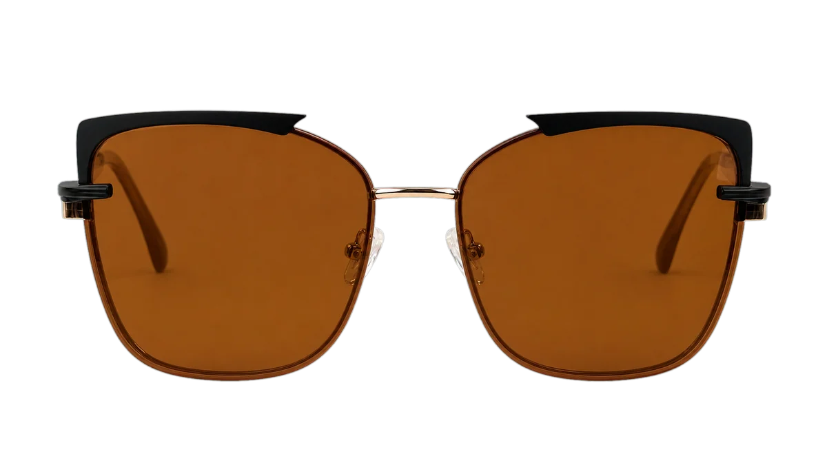 Óculos clip-on Person Vision V6011 rosa com dourado clip solar frontal