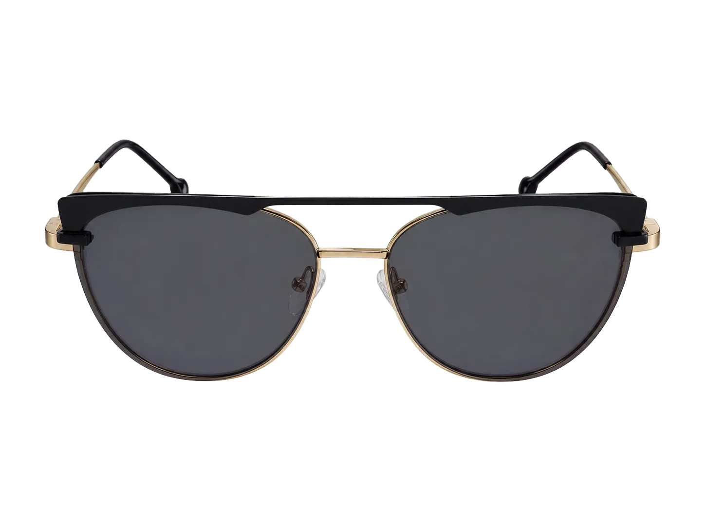 Óculos clip-on feminino Person Vision V88038 dourado com clip solar preto frontal