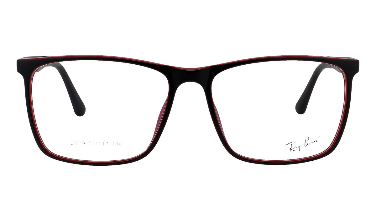 Óculos de grau Ray Ban V2939 preto com vermelho frontal
