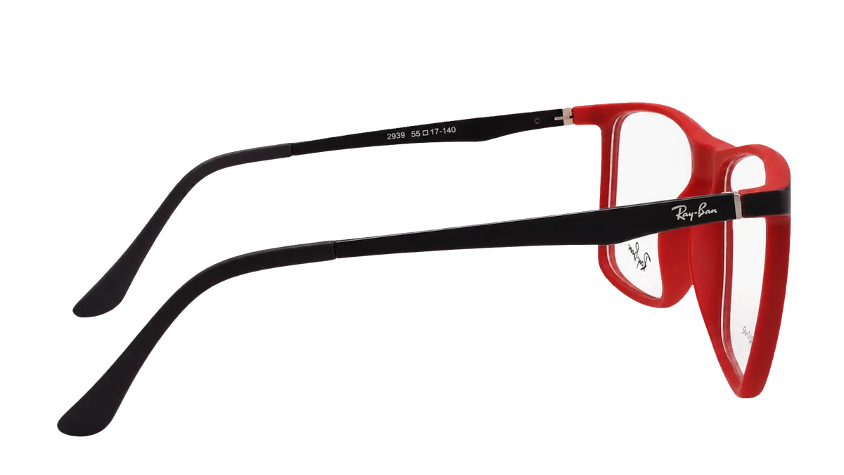 Óculos de grau Ray Ban V2939 preto com vermelho lateral